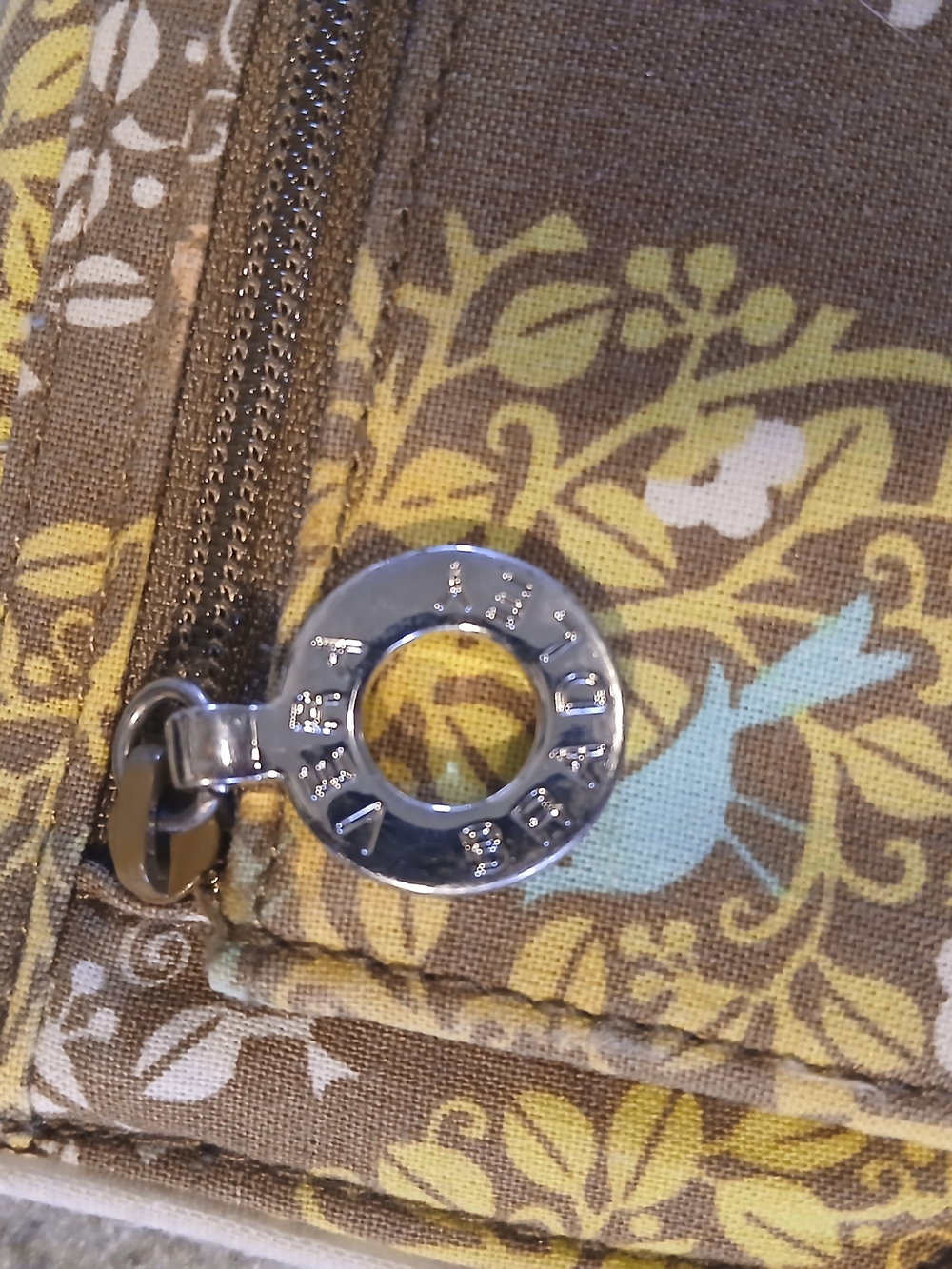 Vera Bradley Canvas Bird-Print Wallet in Brown and Yellow - Picture 3 of 10